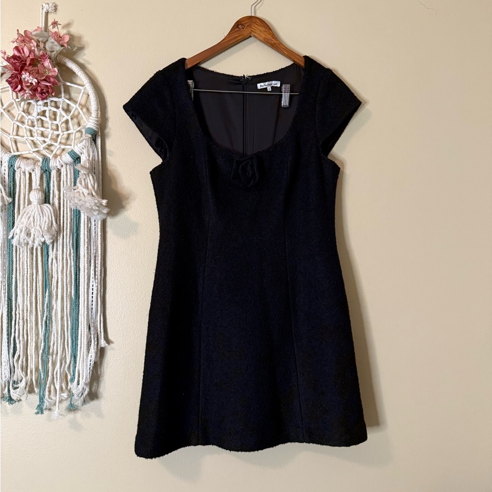 Reformation Zada Wool Dress Black Size 12 - Picture 3 of 7